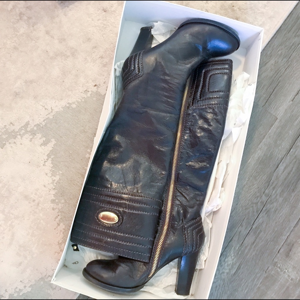 Chloe Brown Heeled Boots Size 8